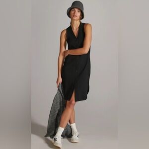 Anthropologie Daily Practice Black Sleeveless Ribbed Button Down Midi Dress Sz S